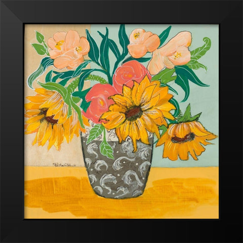 Summertime Vase Black Modern Wood Framed Art Print by Maria, Robin