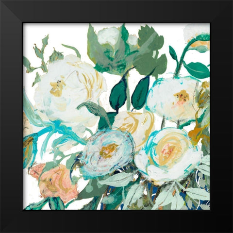 White Roses Black Modern Wood Framed Art Print by Maria, Robin