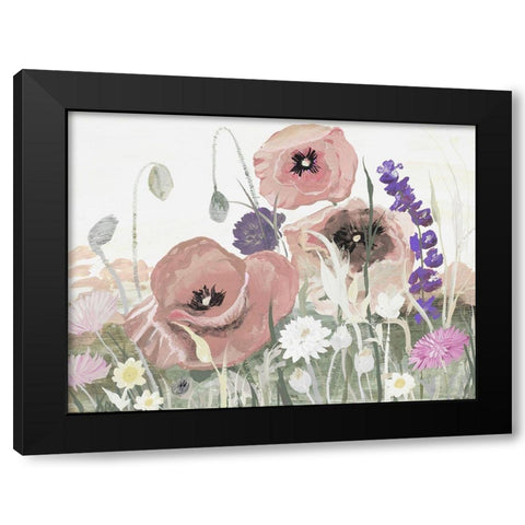 Victory Pink Poppies I Black Modern Wood Framed Art Print with Double Matting by Maria, Robin