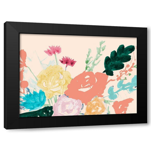 Bright Bursting Floral Black Modern Wood Framed Art Print with Double Matting by Maria, Robin