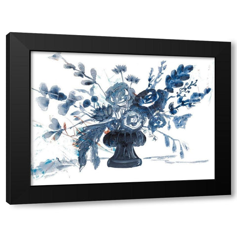 Blue Floral in Vase Black Modern Wood Framed Art Print by Maria, Robin