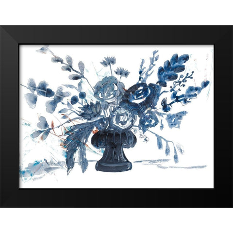 Blue Floral in Vase Black Modern Wood Framed Art Print by Maria, Robin