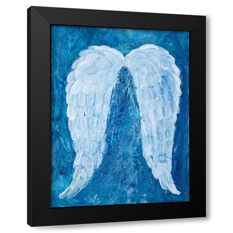 Angel Wings Black Modern Wood Framed Art Print with Double Matting by Maria, Robin