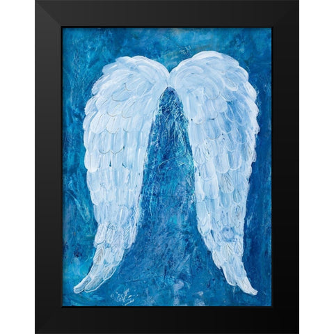 Angel Wings Black Modern Wood Framed Art Print by Maria, Robin