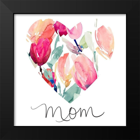 Mom With Tulip Heart Black Modern Wood Framed Art Print by Loreth, Lanie