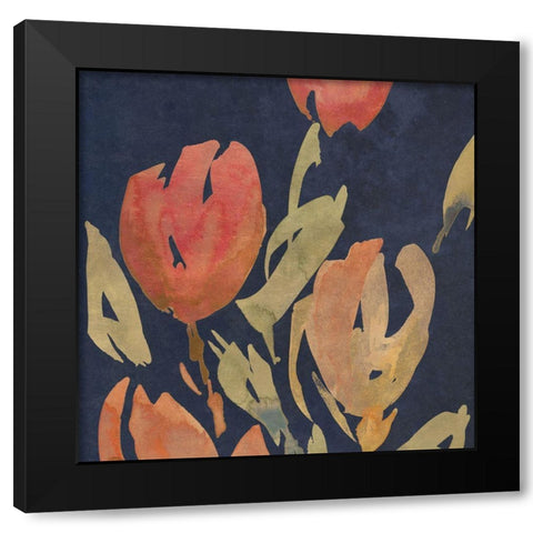 Dark Orange Tulips II Black Modern Wood Framed Art Print with Double Matting by Loreth, Lanie