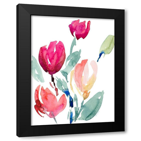 Happy Tulips I Black Modern Wood Framed Art Print with Double Matting by Loreth, Lanie