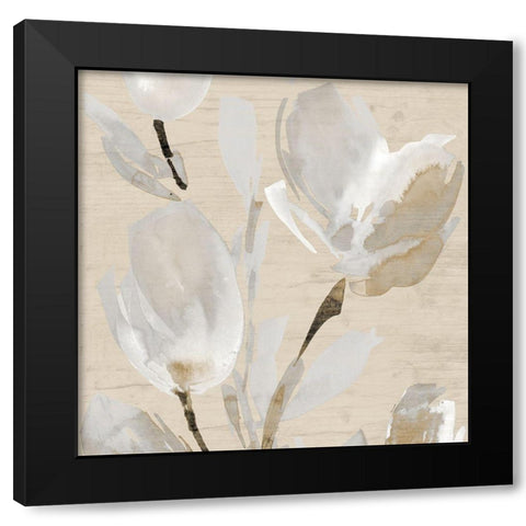 Neutral Tulips II Black Modern Wood Framed Art Print with Double Matting by Loreth, Lanie