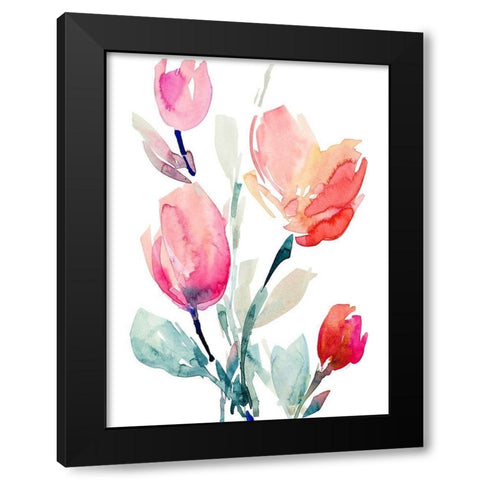 Happy Tulips II Black Modern Wood Framed Art Print by Loreth, Lanie