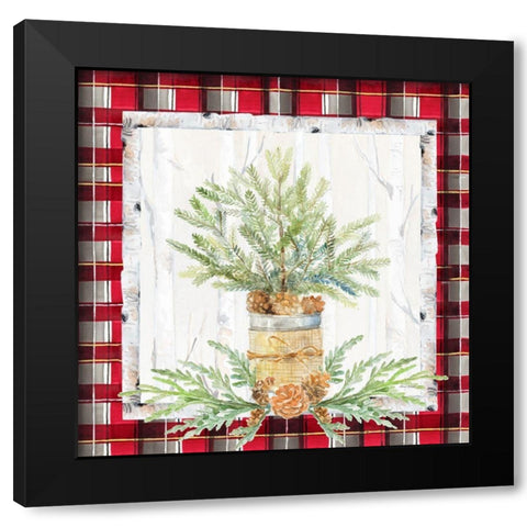 Holiday Sprig on Plaid I Black Modern Wood Framed Art Print by Loreth, Lanie