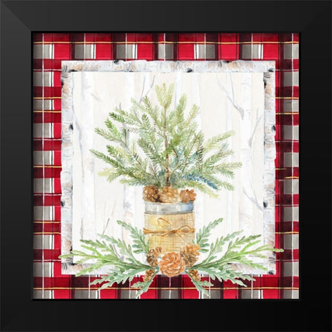 Holiday Sprig on Plaid I Black Modern Wood Framed Art Print by Loreth, Lanie