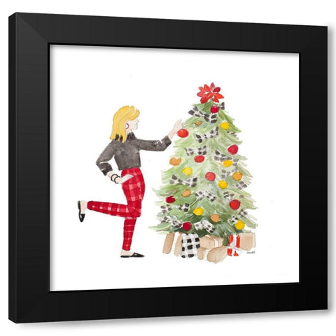 Decorating Christmas I Black Modern Wood Framed Art Print with Double Matting by Loreth, Lanie