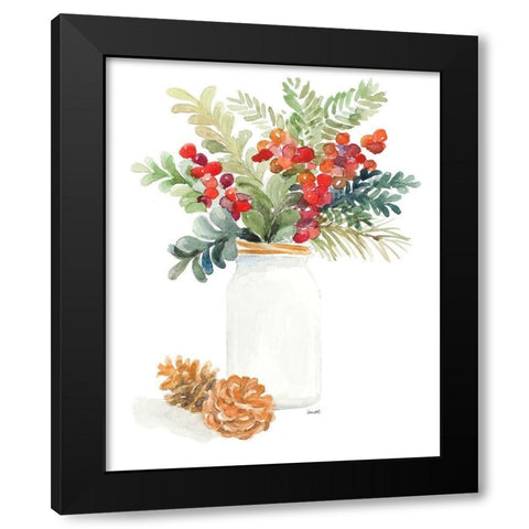 Mason Jar of Christmas Black Modern Wood Framed Art Print by Loreth, Lanie