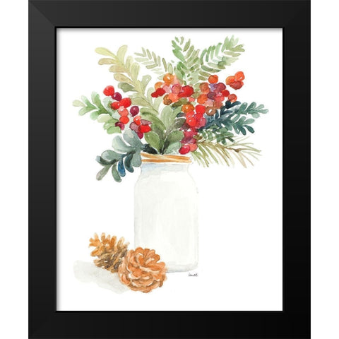 Mason Jar of Christmas Black Modern Wood Framed Art Print by Loreth, Lanie
