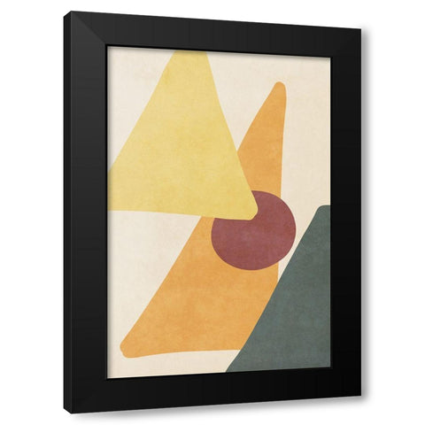 Yellow Simple Shapes Black Modern Wood Framed Art Print with Double Matting by SD Graphics Studio