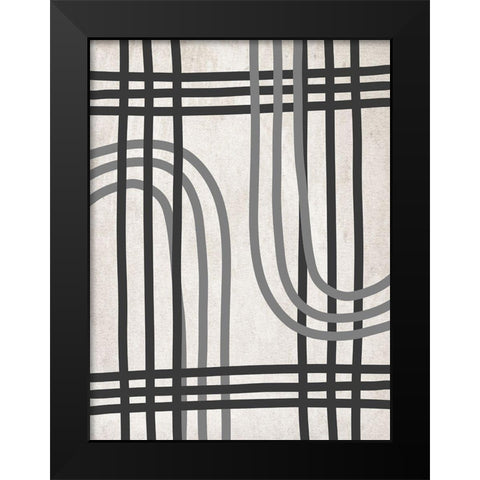 String Shapes Black Modern Wood Framed Art Print by SD Graphics Studio