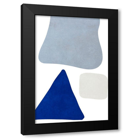 Blue Simple Shapes I Black Modern Wood Framed Art Print with Double Matting by SD Graphics Studio