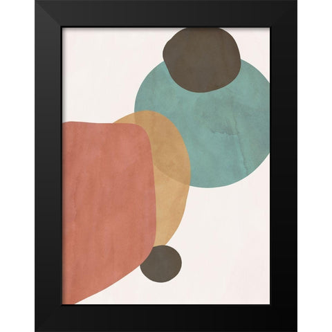 Autumn Shapes II Black Modern Wood Framed Art Print by SD Graphics Studio