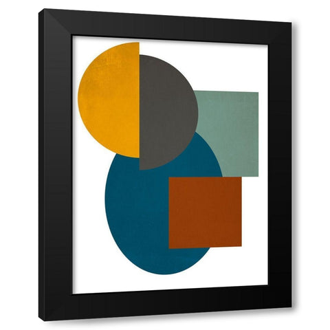 Simple Shapes on White II Black Modern Wood Framed Art Print with Double Matting by SD Graphics Studio