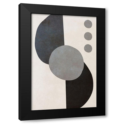 Black Shapes II Black Modern Wood Framed Art Print with Double Matting by SD Graphics Studio