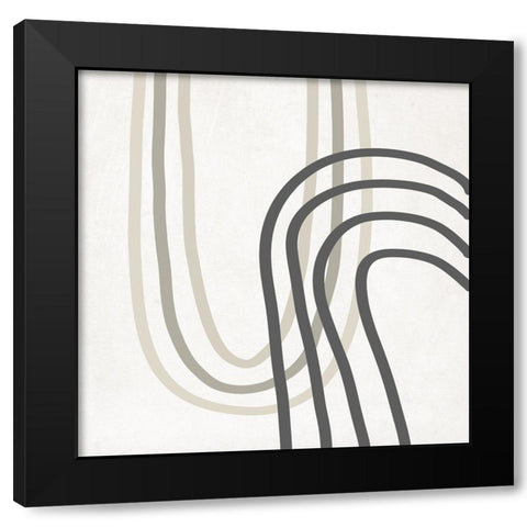 Neutral Curves Black Modern Wood Framed Art Print with Double Matting by SD Graphics Studio