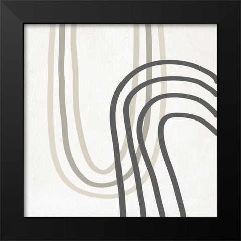 Neutral Curves Black Modern Wood Framed Art Print by SD Graphics Studio