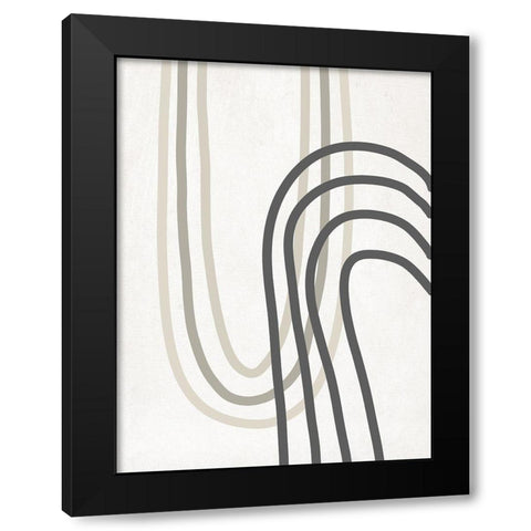 Neutral Curve Lines Black Modern Wood Framed Art Print by SD Graphics Studio