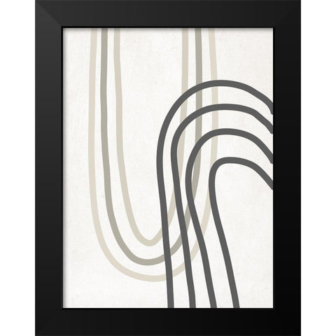 Neutral Curve Lines Black Modern Wood Framed Art Print by SD Graphics Studio