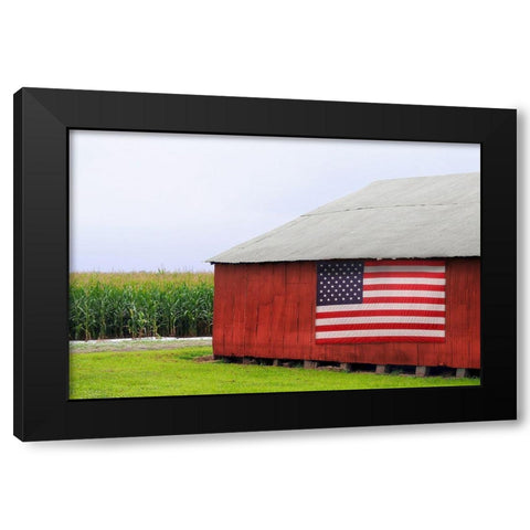 American Barn Black Modern Wood Framed Art Print with Double Matting by Peck, Gail