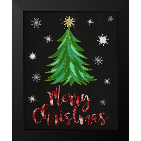 Merry Christmas Tree Black Modern Wood Framed Art Print by Metz, Andi