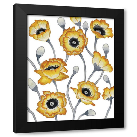 Yellow Peonies Black Modern Wood Framed Art Print with Double Matting by Medley, Elizabeth