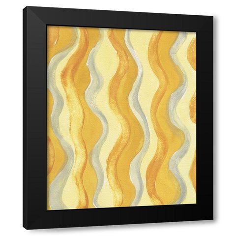 Yellow and Gray Waves Black Modern Wood Framed Art Print with Double Matting by Medley, Elizabeth