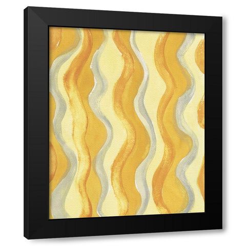 Yellow and Gray Waves Black Modern Wood Framed Art Print by Medley, Elizabeth