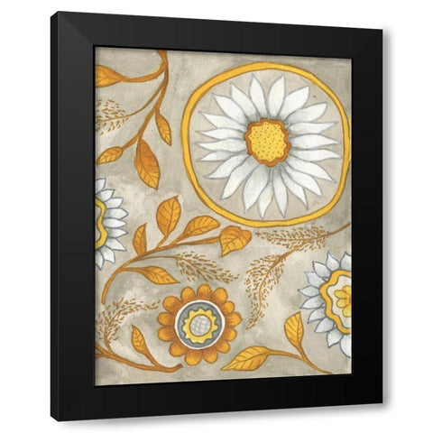 Flowers on Grey II Black Modern Wood Framed Art Print with Double Matting by Medley, Elizabeth