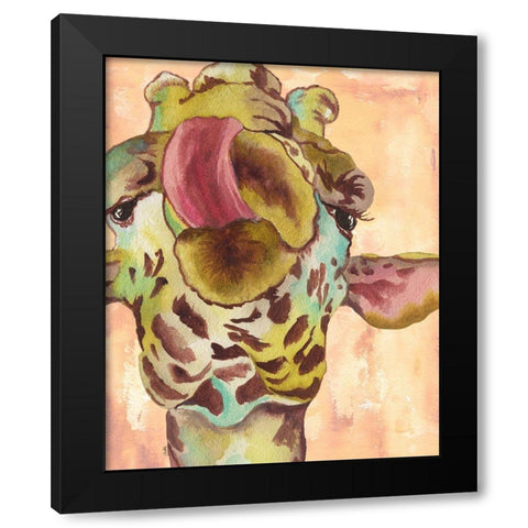 Funky Giraffe Black Modern Wood Framed Art Print with Double Matting by Medley, Elizabeth