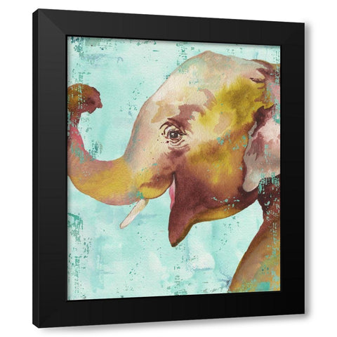 Funky Elephant Black Modern Wood Framed Art Print with Double Matting by Medley, Elizabeth