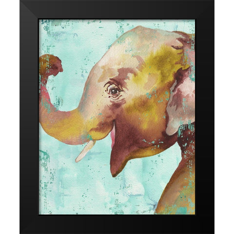 Funky Elephant Black Modern Wood Framed Art Print by Medley, Elizabeth
