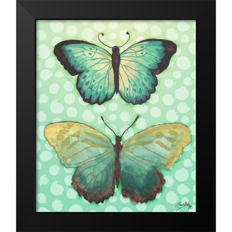 Butterfly Duo in Teal Black Modern Wood Framed Art Print by Medley, Elizabeth