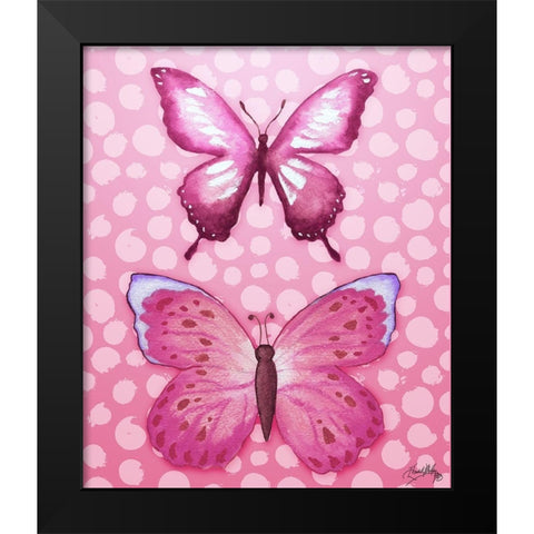 Butterfly Duo in Pink Black Modern Wood Framed Art Print by Medley, Elizabeth