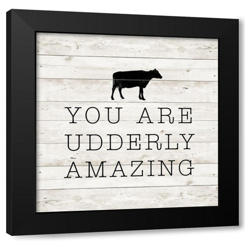 Udderly Amazing Black Modern Wood Framed Art Print by SD Graphics Studio