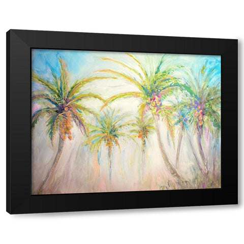 Watercolor Palms Scene Black Modern Wood Framed Art Print with Double Matting by Diannart