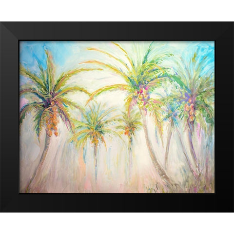 Watercolor Palms Scene Black Modern Wood Framed Art Print by Diannart