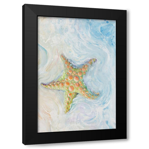 Watercolor Starfish I Black Modern Wood Framed Art Print by Diannart
