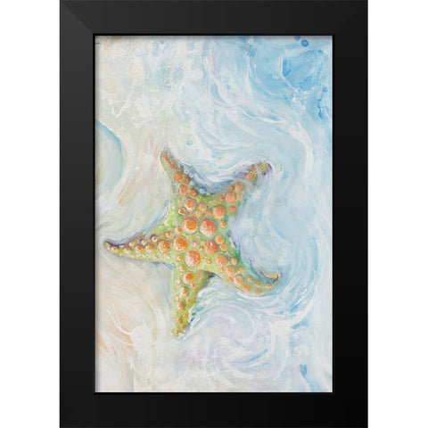 Watercolor Starfish I Black Modern Wood Framed Art Print by Diannart