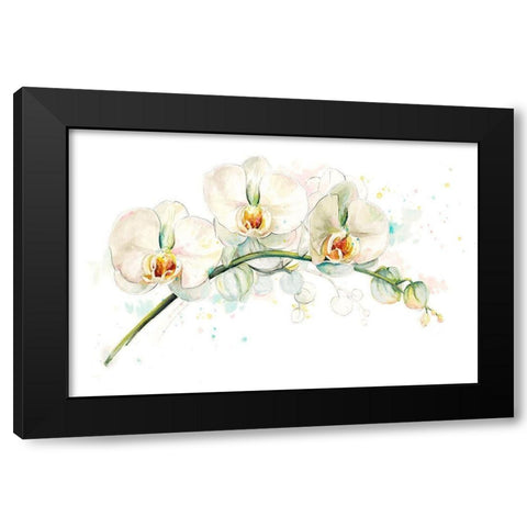 White Orchids Black Modern Wood Framed Art Print by Pinto, Patricia
