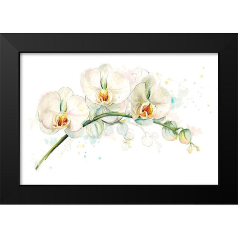 White Orchids Black Modern Wood Framed Art Print by Pinto, Patricia