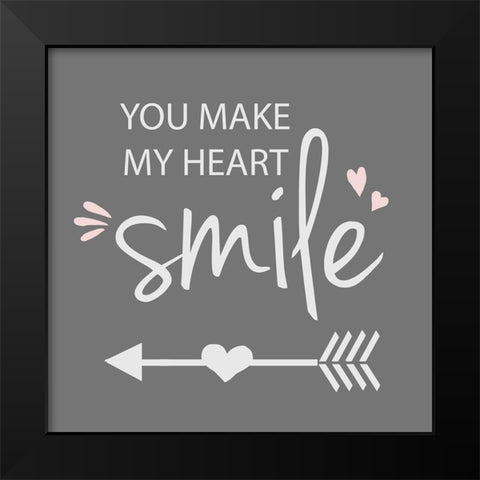 You Make My Heart Smile Black Modern Wood Framed Art Print by Quach, Anna