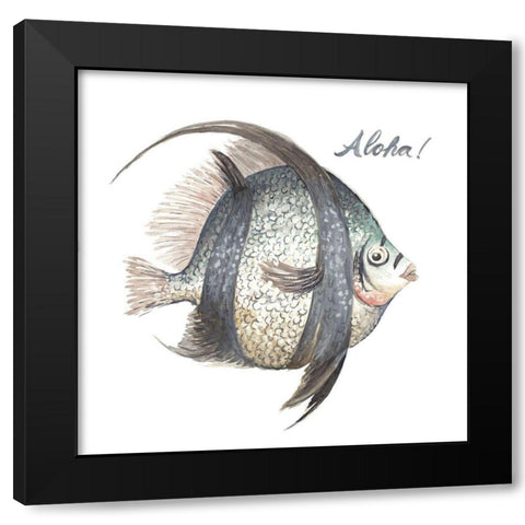 Aloha Fish Black Modern Wood Framed Art Print by Pinto, Patricia