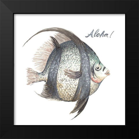 Aloha Fish Black Modern Wood Framed Art Print by Pinto, Patricia