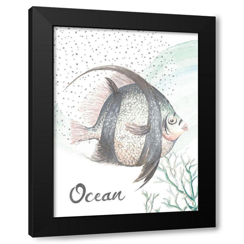 Turquoise Ocean Fish Black Modern Wood Framed Art Print by Pinto, Patricia